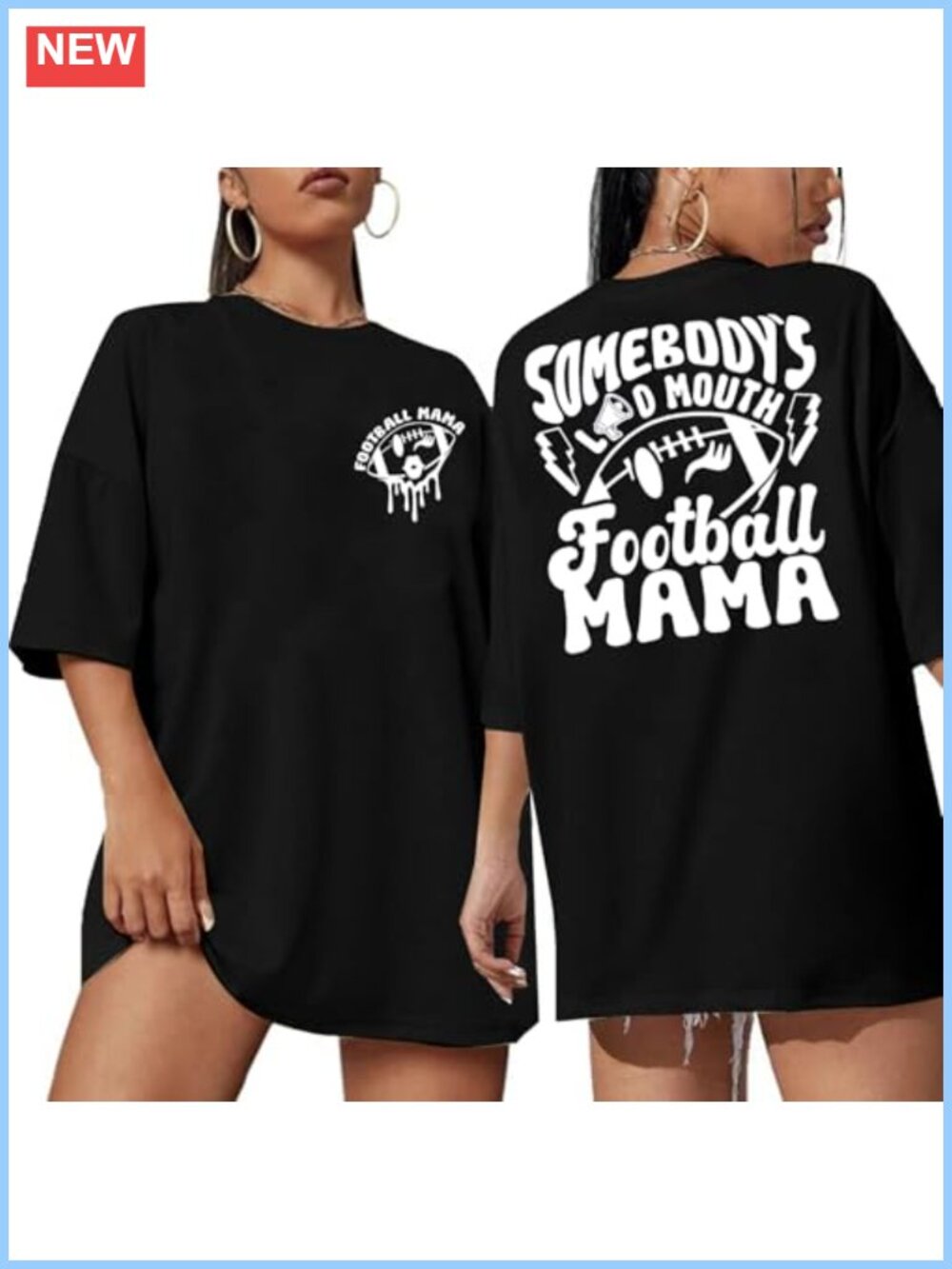 Oversize Football Mom Tee Lightweight Funny Game Day Shirt